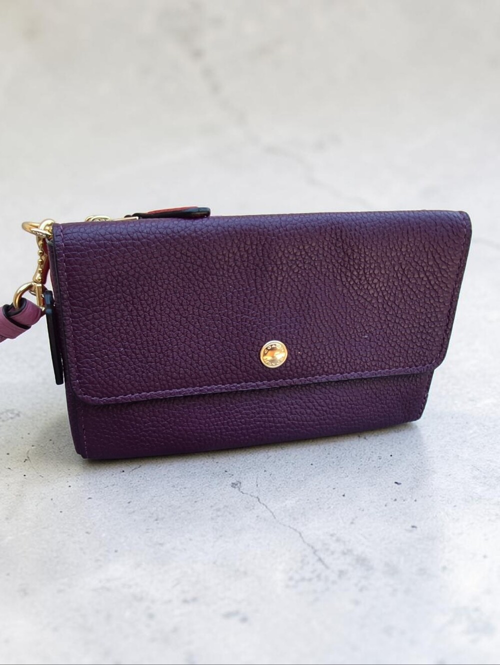 Coach Purple and Pink Leather Wristlet Clutch - Picture 2 of 8